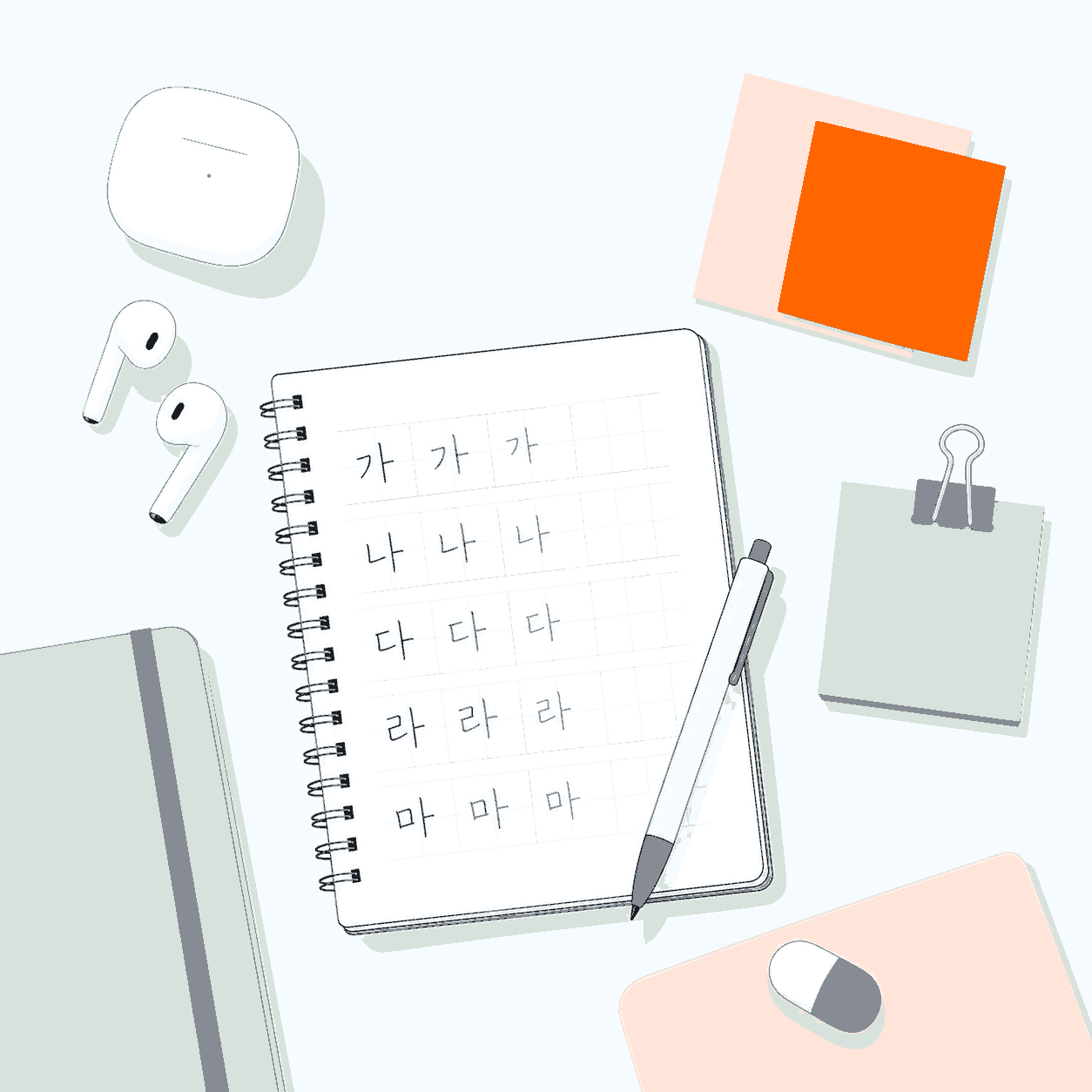 Korean language study illustration